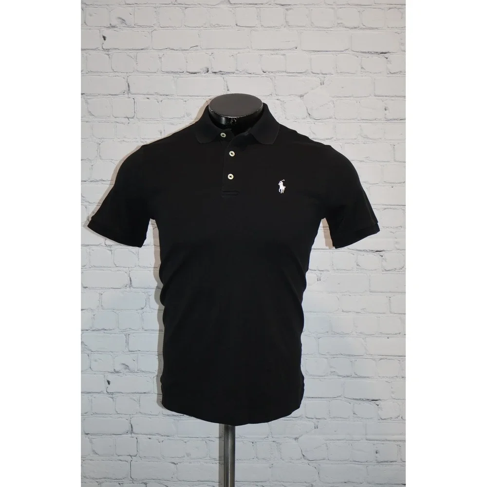 Polo Ralph Lauren Polo Shirt Mens Small Black Classic Fit Short Length Pony Logo
